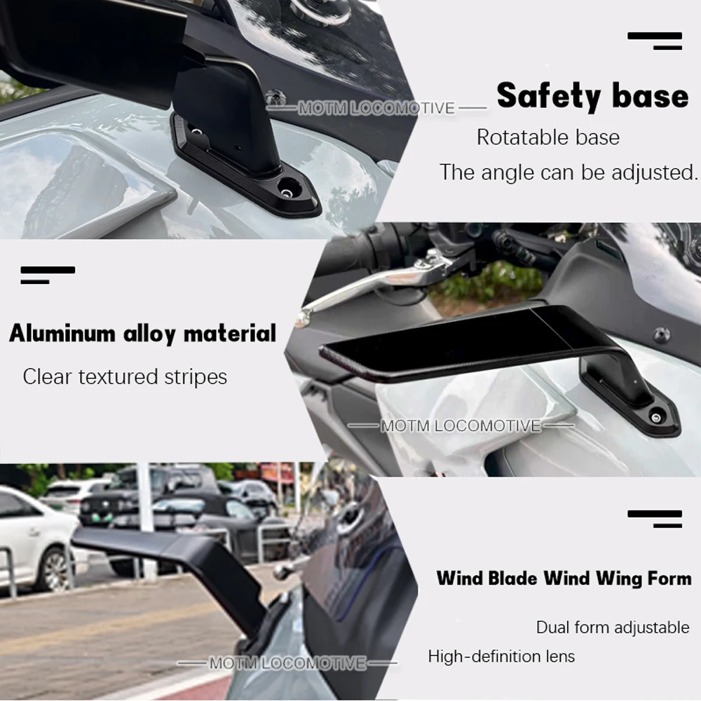 FOR Yamaha TMAX560 modified wind wing rearview mirror blue high-definition lens large field of view rearview mirror 2025-