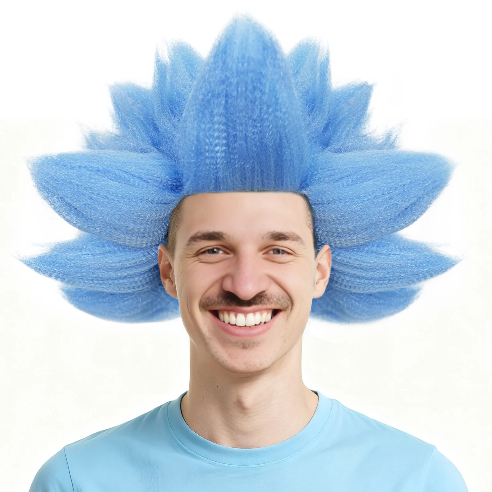 Peluca corta sintética de cosplay de flor de sol azul para fiesta de Halloween, carnaval, cabello COS