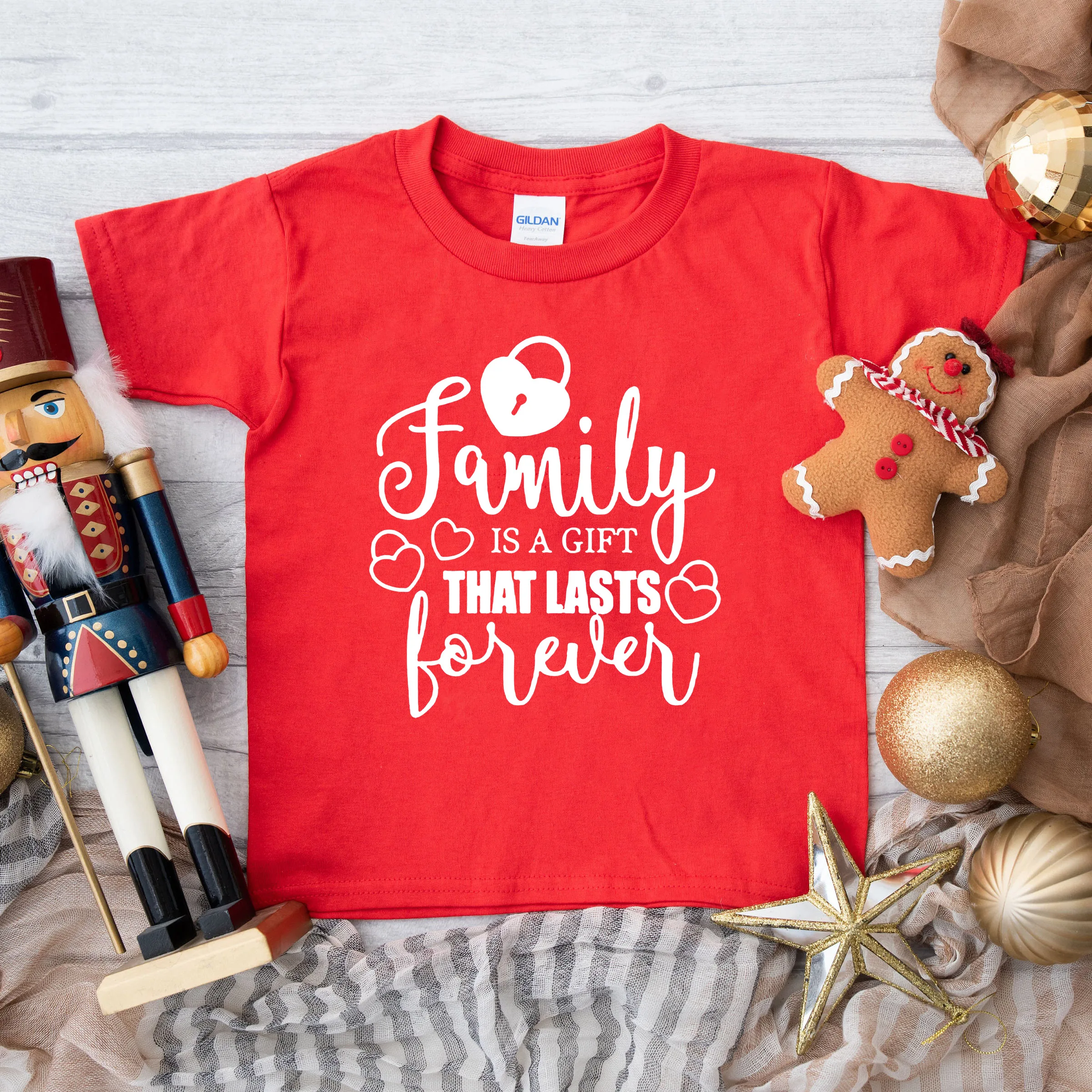 Valentine\'s Day Family Matching Outfit Family Is A Gift That Lasts Forever Print Mommy Daddy Daughter Son T-shirt Casual Clothes