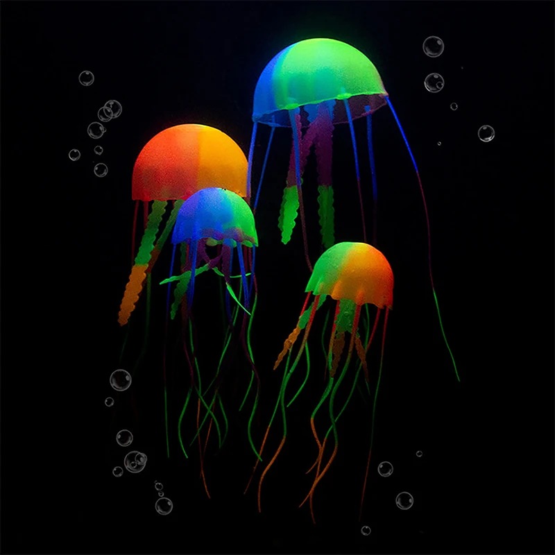 1PC DIY Accessories Glowing Silicone Fake Jellyfish Artificial Ornaments For Aquarium Fish Tanks Landscaping Decoration