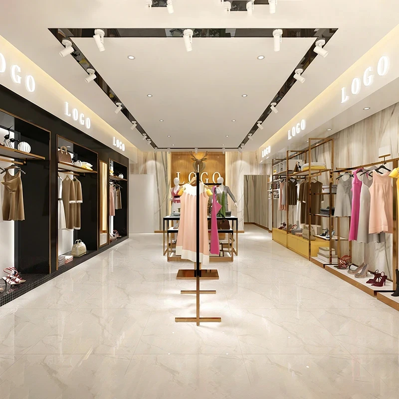 

Customize.Store Design Clothing Store Display Stand Gold Coat Hanger Floor-standing Clothes Rack