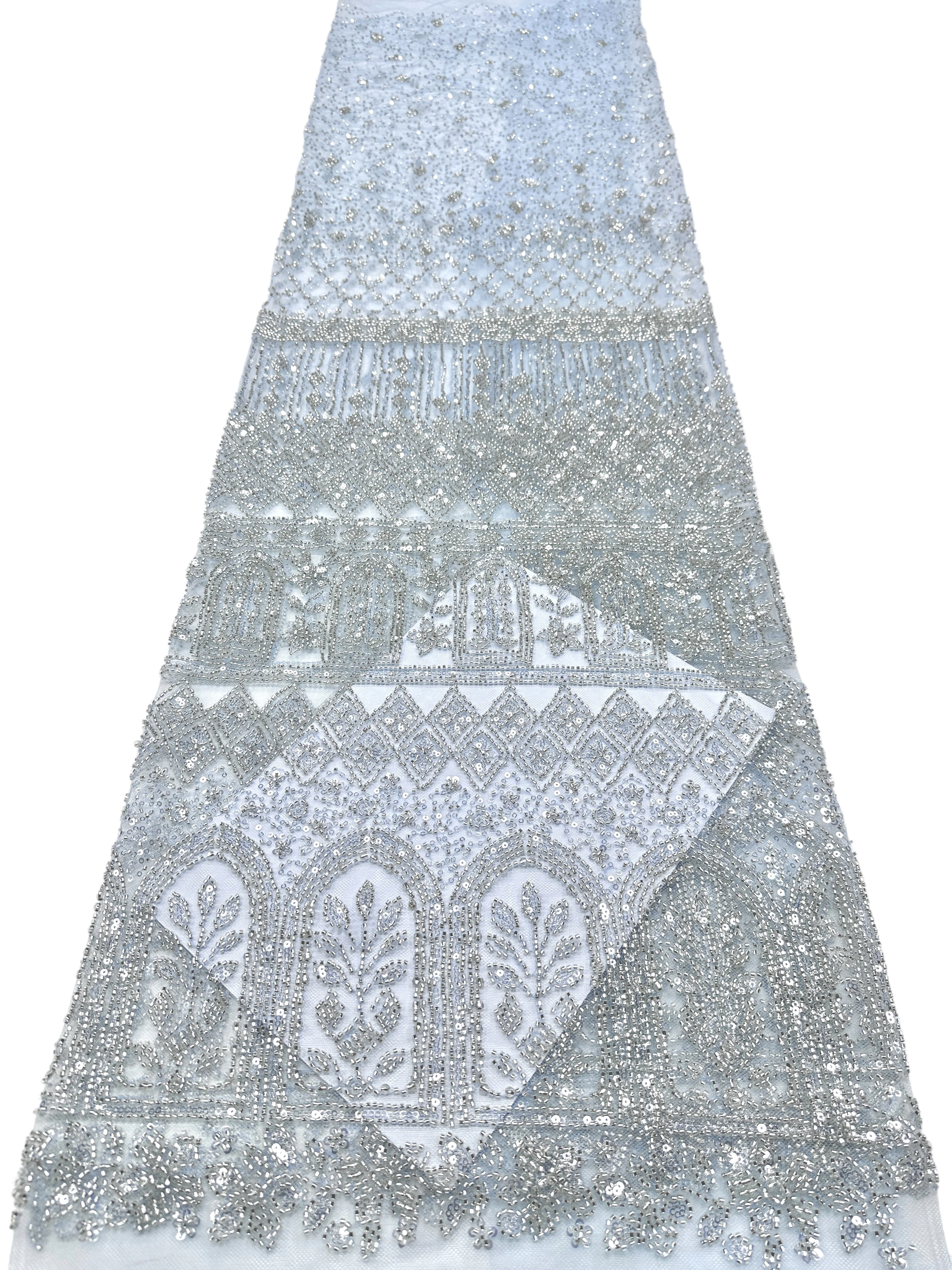 2026 High-Quality African Nigerian Tulle Lace Fabric Sequins Beads Embroidery French Guipure Wedding Party Dress Beaded 5 Yards