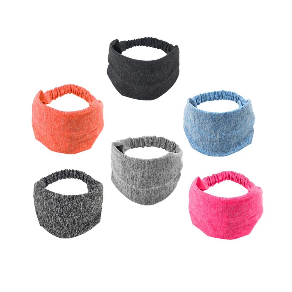 

6Pcs Women Hairband Elastic Headbands Broadside Skid Resistance for Yoga Running Sports Black Fluorescence Orange Grey Blue