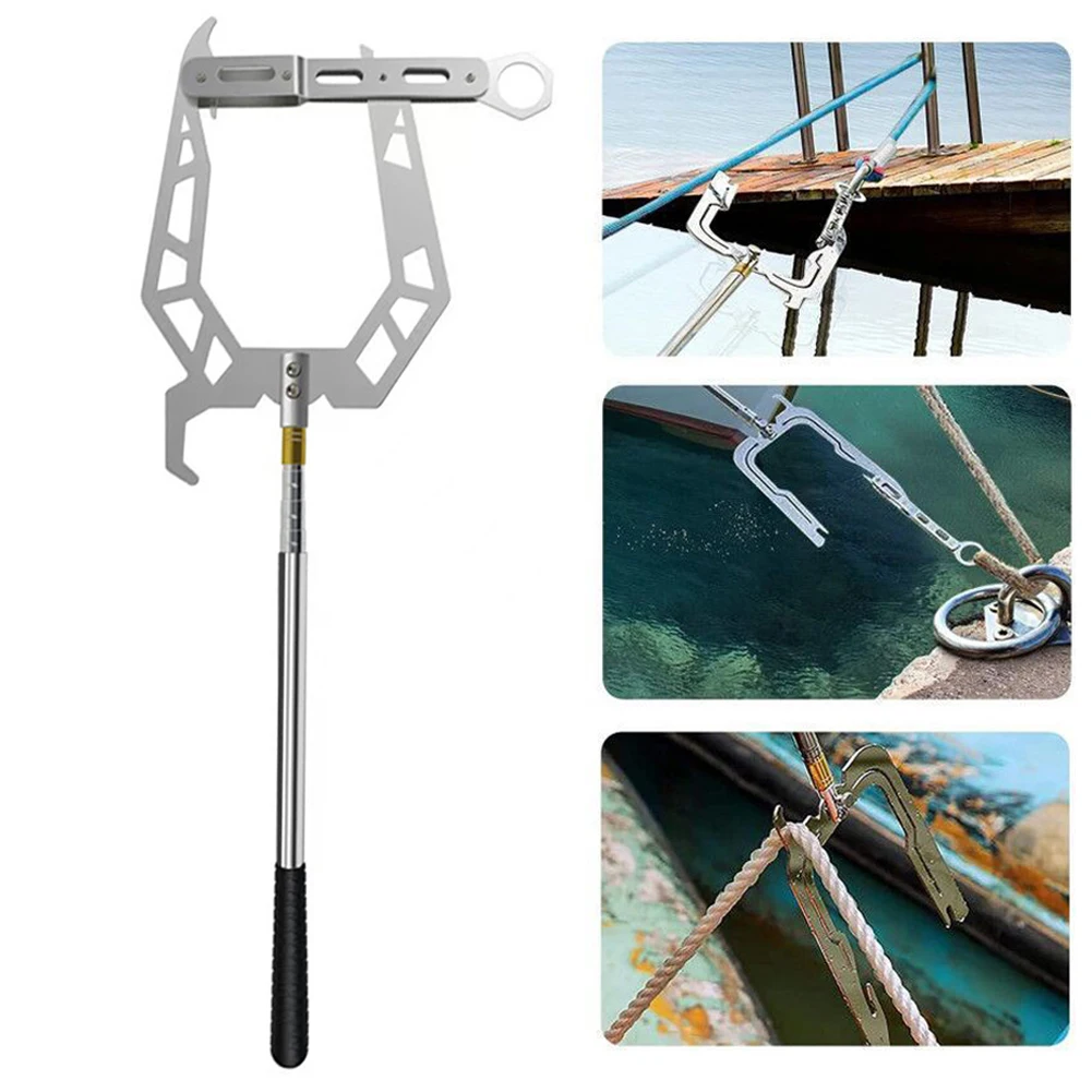 Dock Hook Multi-Purpose Telescoping Boat Hook Long Distance Threader Mooring Rope Cable Wire Guider Fishing Rod Pole Reel Tool