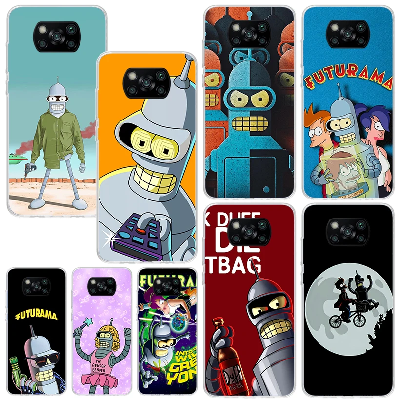 Cartoon F-Futuramas Phone Case For Xiaomi Poco X6 X5 X4 X3 Nfc F6 F5 Pro F4 Gt F3 F2 F1 M5S M4 M3 Art Fundas Back Cover