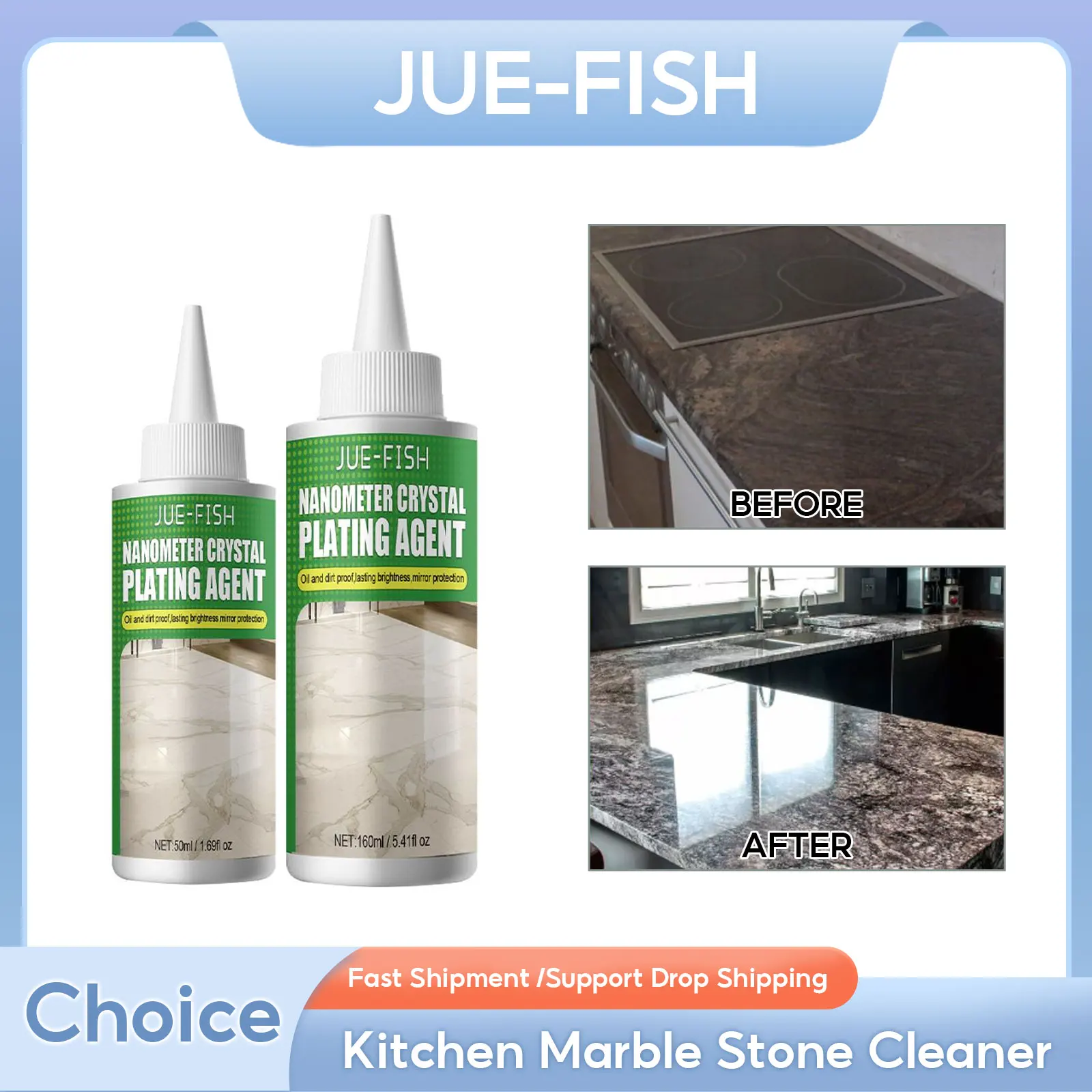 160ml Kitchen Marble Stone Cleaner Marble Scratches Repair Refurbishment Hydrophobic Polish Coating Nano Crystal Plating Agent