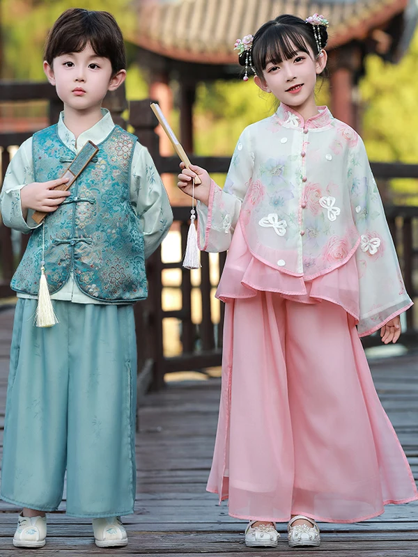 

Comfortable Hanfu Costume Set for Kids 2025 Autumn New Style Casual Performance Suit Boys Girls Traditional Chinese Style