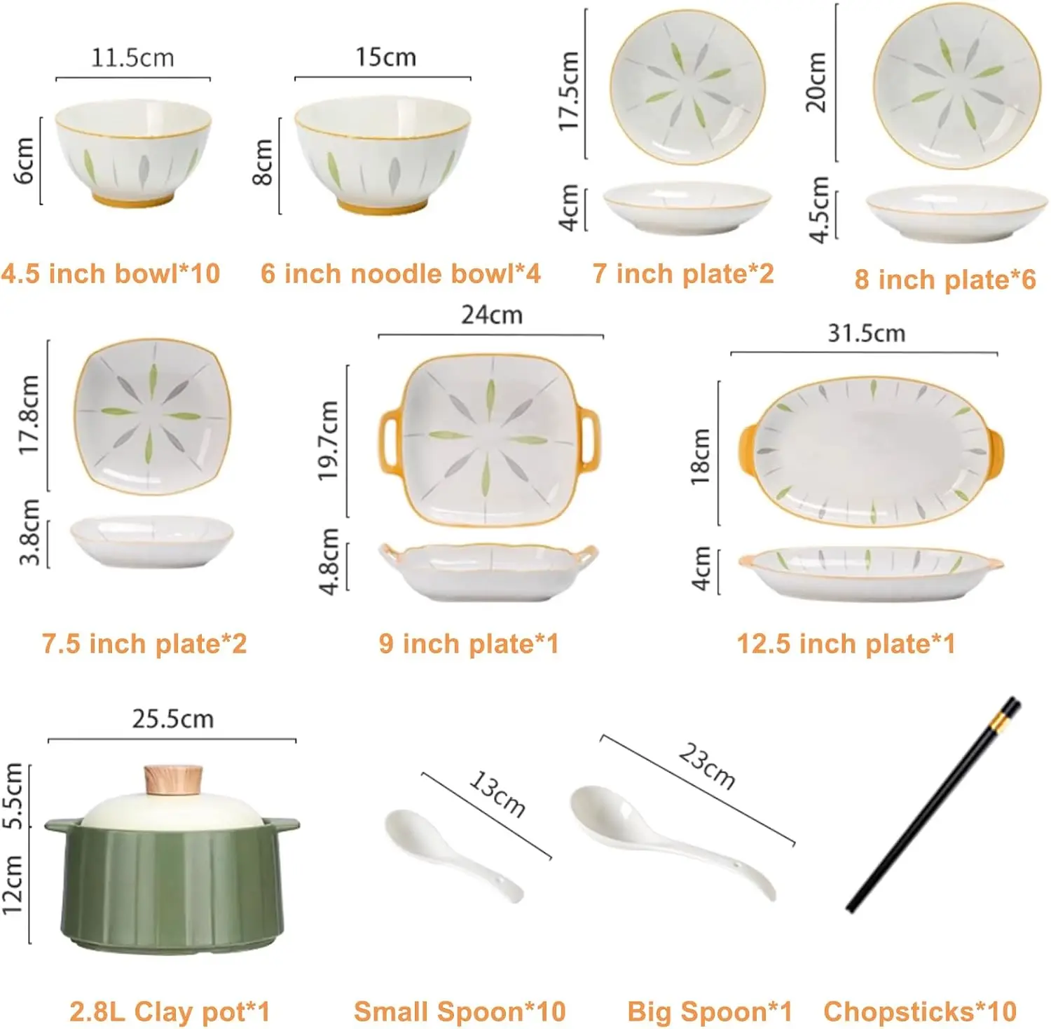 48 Pieces Dinnerware Set For 10 ， European Ceramic Tableware ，High - End Bowls, Plates, Chopsticks & Spoons Microwave Dishwasher