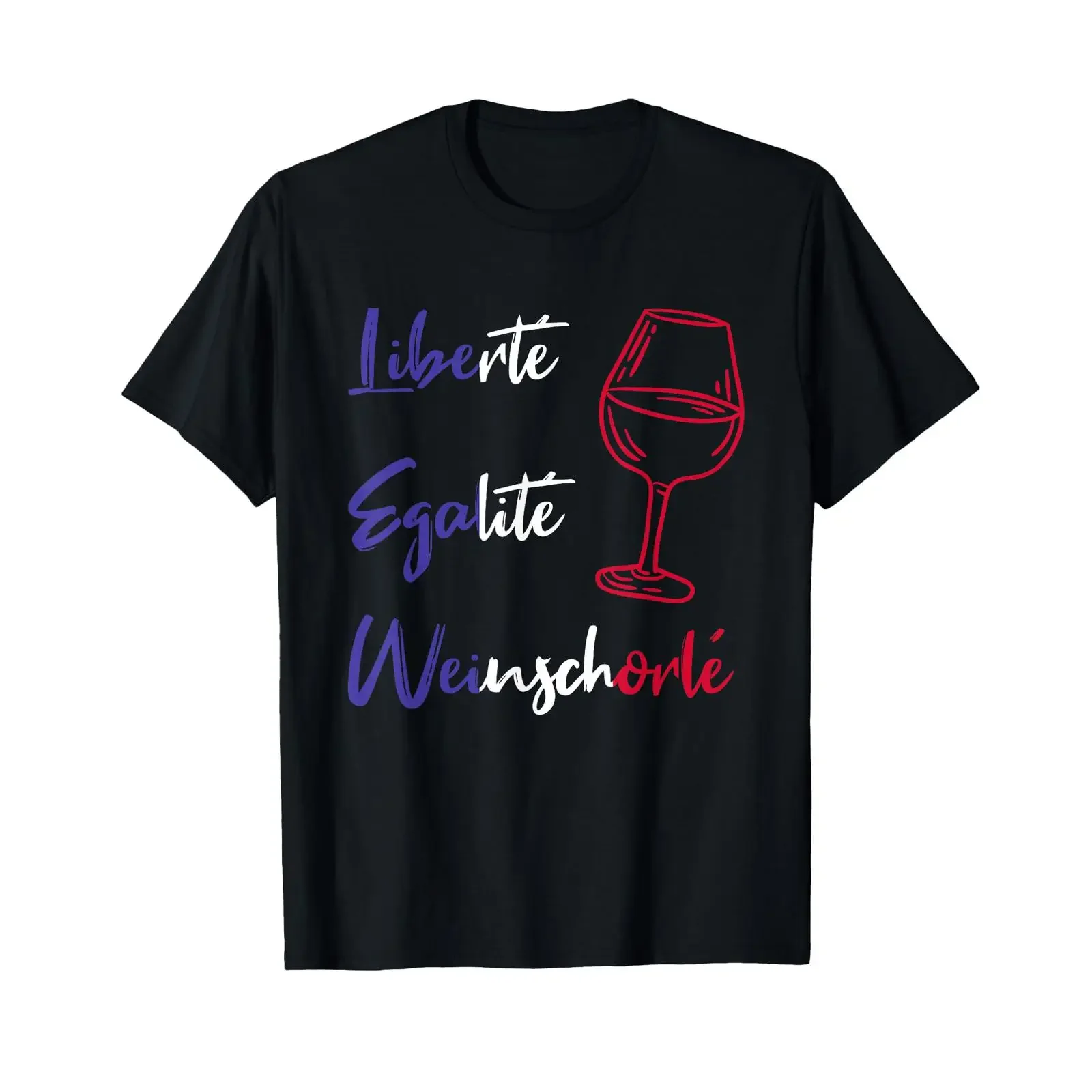 T-shirt vintage délavé confortable avec motif bouteille de vin Liberté Égalité Weinschorlé légèrement décontracté pour homme