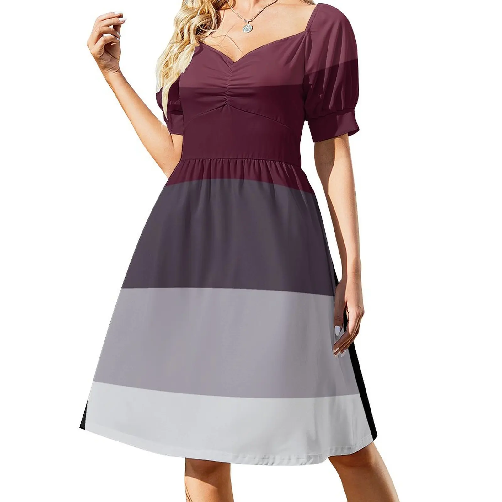 

Preppy Trendy Winter Colors Ombre Grey Burgundy red plum stripes Short-Sleeved Dress women dresses Summer dresses for women
