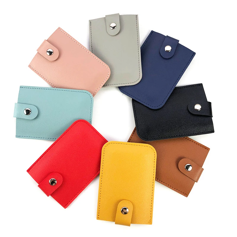 Portable Card Holder Cover PU Leather Card Bag Pulled Design Wallet Pull Card Sleeve Storage Short Purse Thickened Slim Stacked