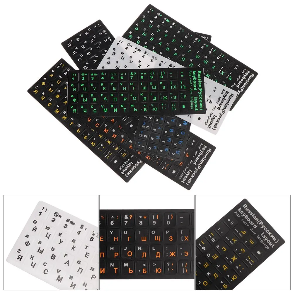 Layout PVC Waterproof  Frosted Russian Letters Cover Sticker Notebook Keypad Keyboard Stickers