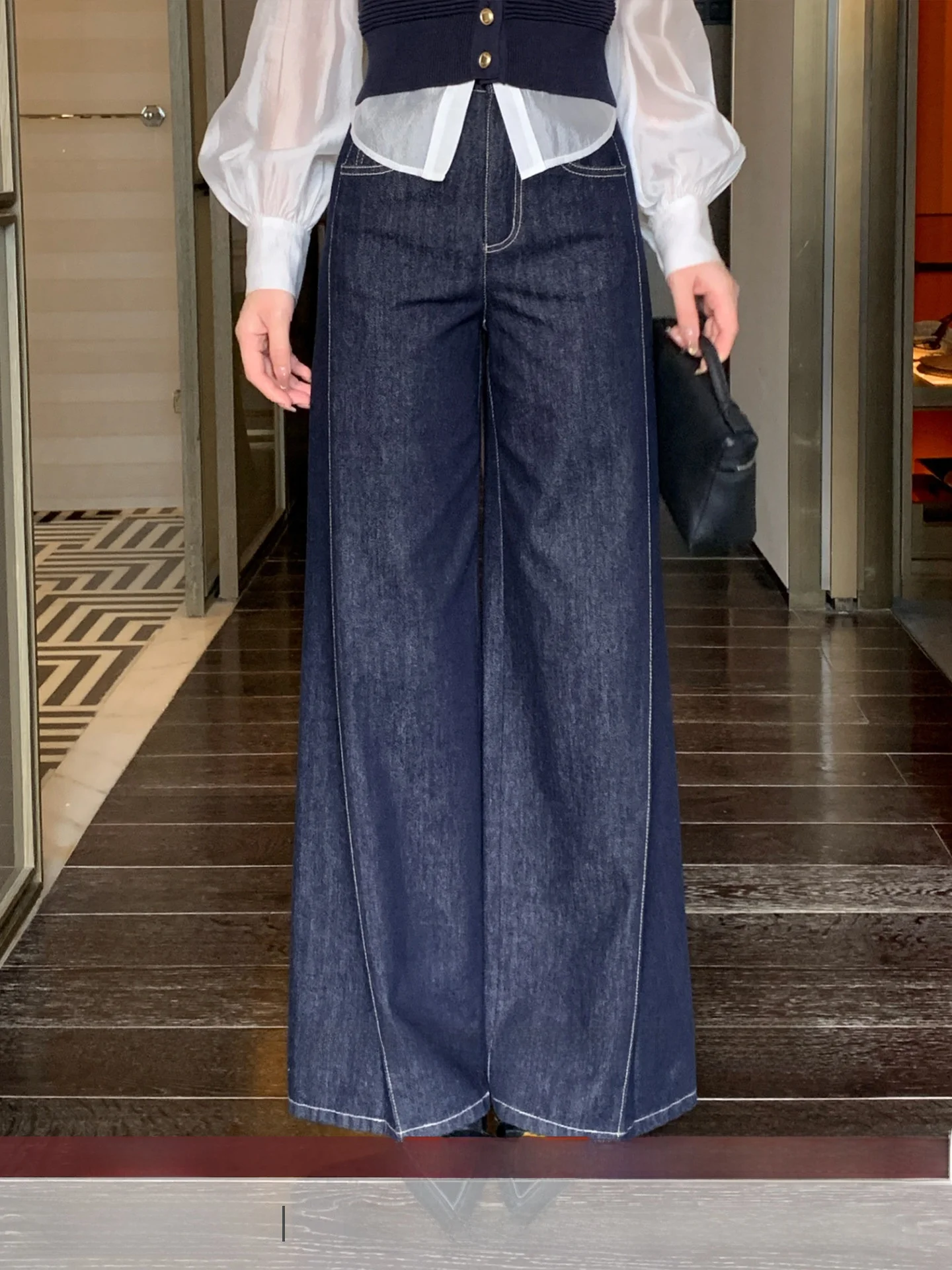 

High Waist Straight Leg Jeans Women's Spring 2026 Slimming Long Pants Cotton Commute Style Blue Color Casual Occasion