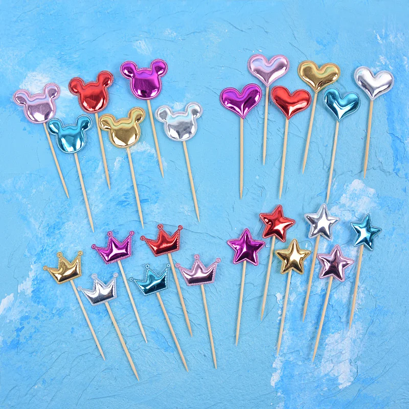 

5 pcs cake insert card love five-pointed star crown insert card cake dessert table birthday baking cake decoration wholesale