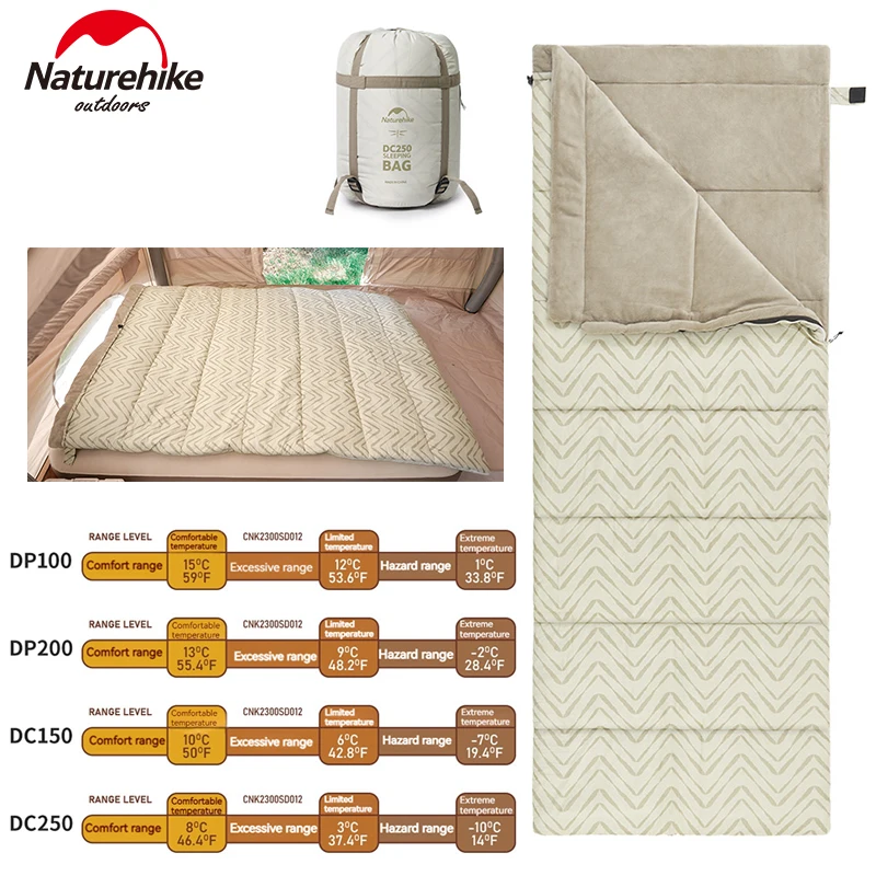

Naturehike Spring Fall Sleeping Bag Outdoor Camping Antibacterial 1-2 Person Quilt Ultralight Envelope Cotton Sleeping Bag 8-18℃