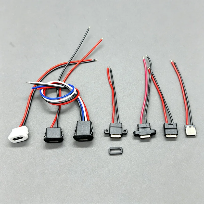 2/5/10pc Type-C 2P 4P USB Waterproof Connector With Direct Compression Male Connector Charger Plug Data Transmission Cable 3A 5V