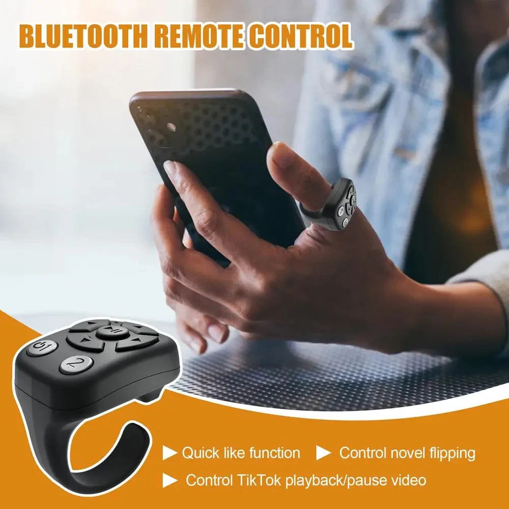 Remote Scrolling Ring For Tiktoks Page Turner Finger Air Mouse Phone Shutter Wireless Bluetooth 5.3 Ring Remote For Kindle APP