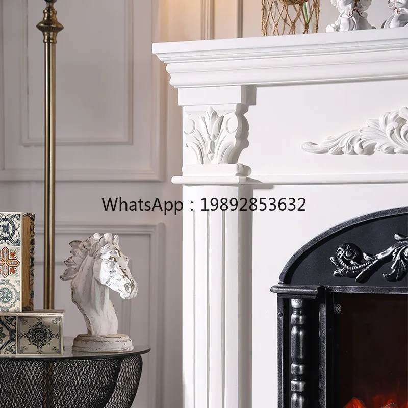 LYY French Retro White Fireplace Cabinet Simulated Fire Living Room Heating Fireplace Villa Light Luxury  Decorative Cabinet