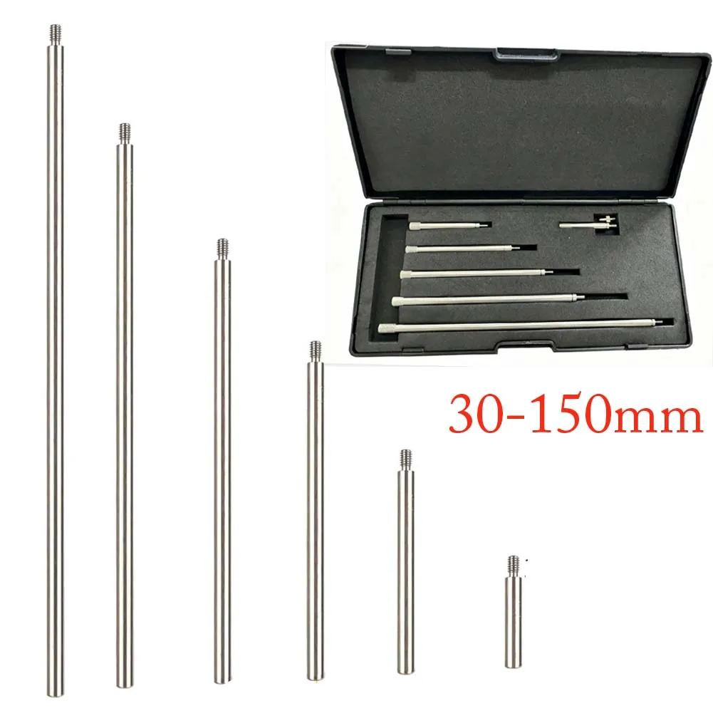 6pcs Digital Indicator Extension Stem Rod Set 30-100mm For Digital Indicators Extension Rod Measuring Tools