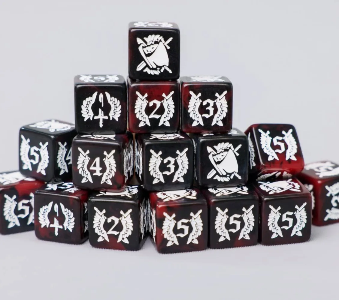 10pcs/20pcs Warhammer 40K Dark Angels Dice Set Red Black Swirl Acrylic D6 Tabletop Wargaming Dice Collectible Game Accessory