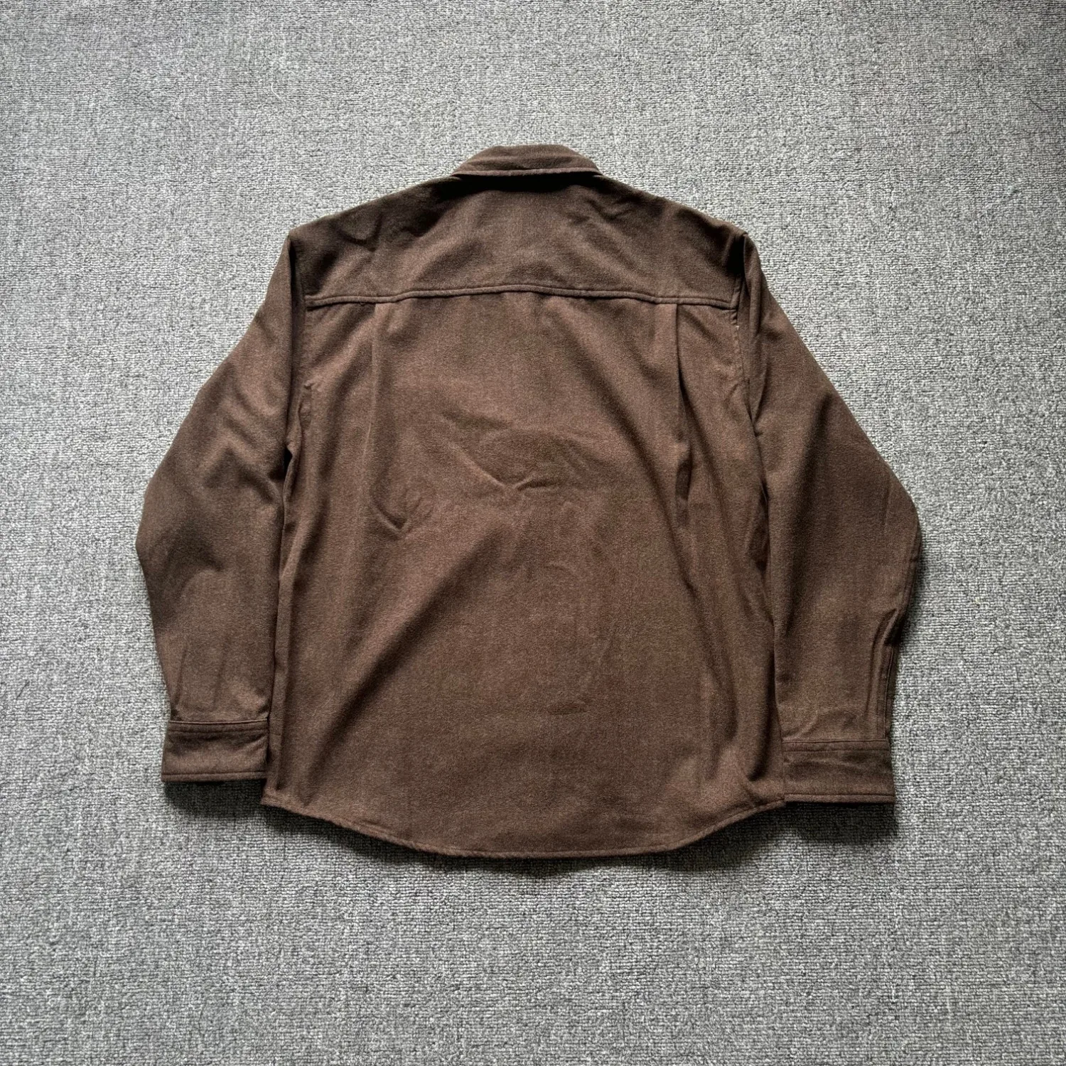 Retro double-sided brushed yarn-dyed long-sleeved shirt men's loose lapel single pocket casual workwear jacket top