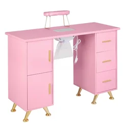 Wood Portable Folding Manicure Table with Modern Design Limited Time Offer Pink Beauty Salon Furniture