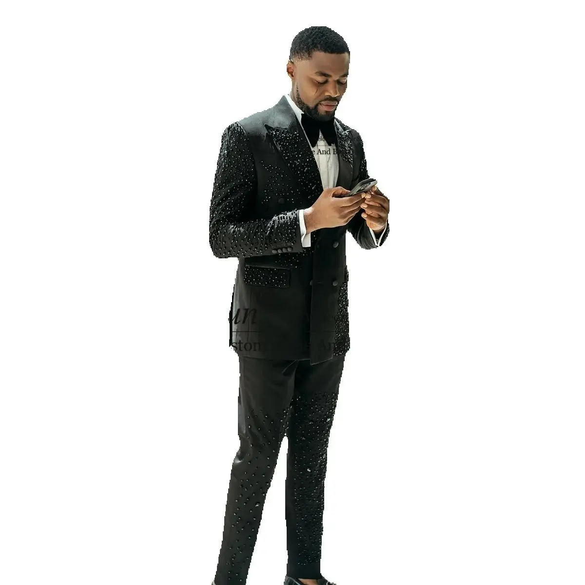 

Luxury Gem Beaded Tuxedos Crystals Men Suits 2 Pieces Sets Groom Customized Dinner Party Prom Blazer Slim Wedding Costume Homme