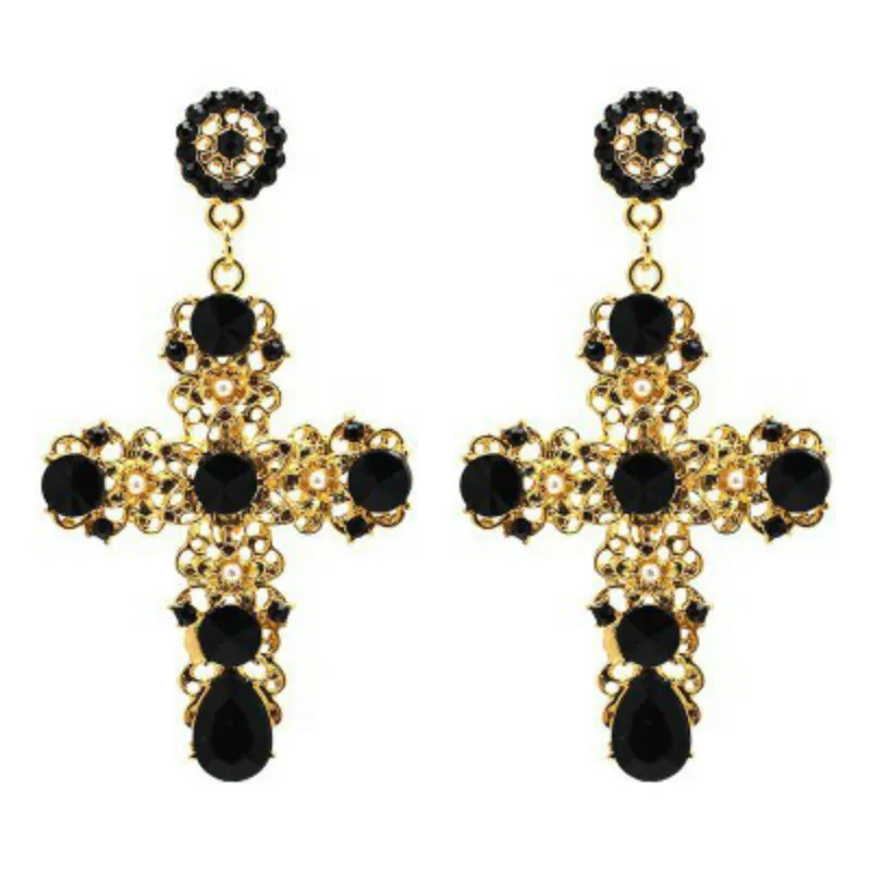 2022 Pop Vintage Baroque Cross Personality Exaggerated Fashion Earrings For Women Fashion Earring Birthday Party Jewelry Gifts