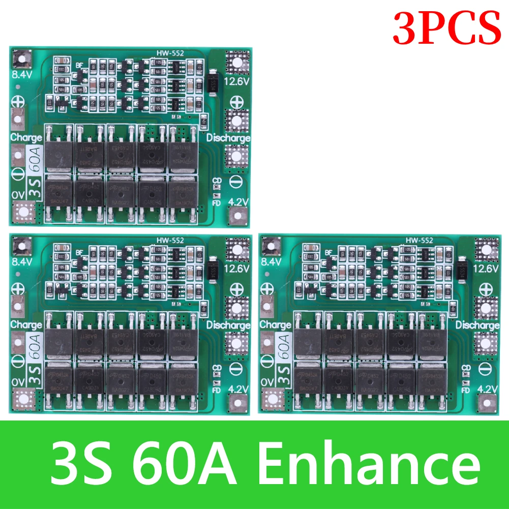 BMS 3 S/4 S 5A 10A 20A 25A 40A 60A Li-ion Lithium Batterij Oplader Bescherming boord 18650 Voor Boormotor 12 V met Verbeteren/Balans
