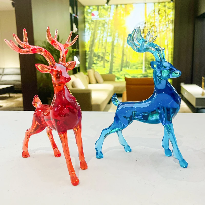 

Creativ e transparent deer decoration modern light luxury resin crafts home living room tabletop wine cabinet decoration gift