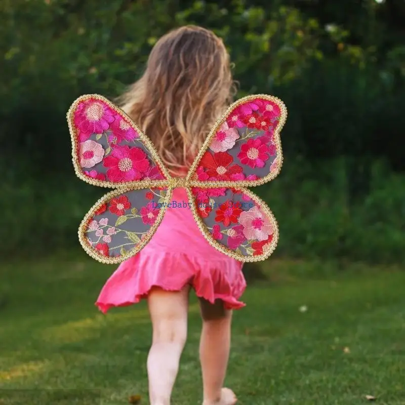 BX0D Fantasy Flower Wing البوليستر الجناح الدانتيل للأطفال تحت عنوان الحدث والتقاط الصور