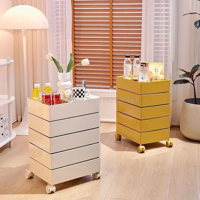 360 Rotating Cabinet Movable Bedside Table Sofa Side Cabinet Locker Drawer Cosmetics Storage Cabinet Nail Shop Trolley Cart