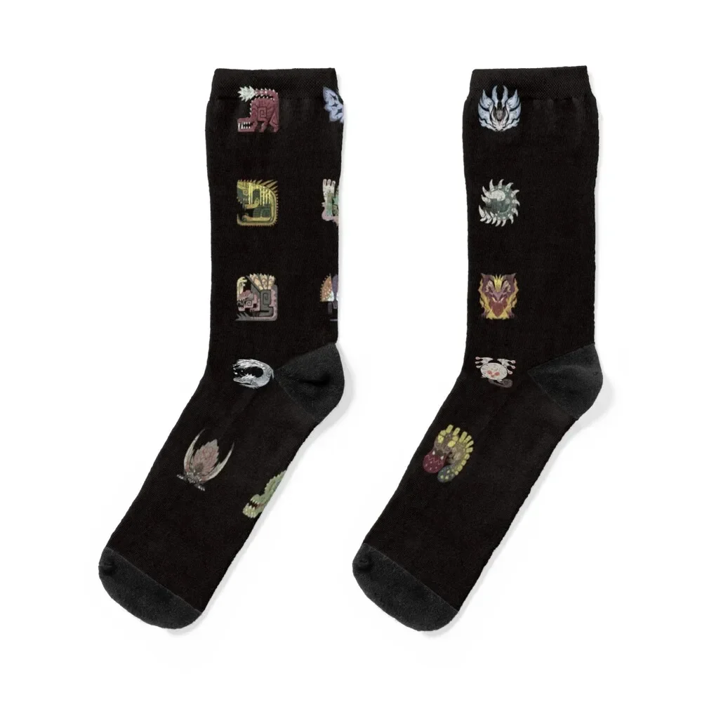 

Monster Hunter World Tiled Icons Socks Running crazy Children's Women's Socks Men's