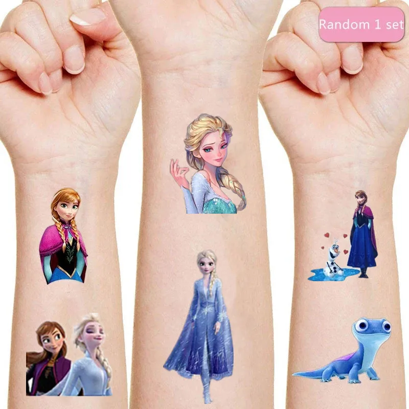 1PCS Disney Frozen Anna Elsa Originales Tattoo Sticker Anime Action Figure frozen Princess Kawaii Kids Girls Birthday Gift