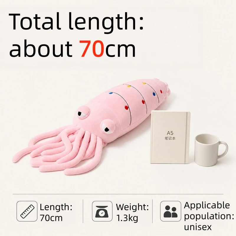 70/100cm New Cute 3colors Octopus Plush Toy Cartoon Healing Inkfish Squid Dolls Ocean Series Charming Birthday Christmas Gifts