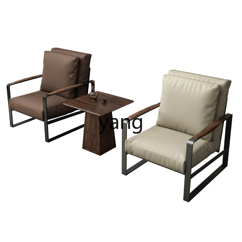 

LM household solid wood leisure chair three-piece set living room single sofa negotiation chair solid wood armchair