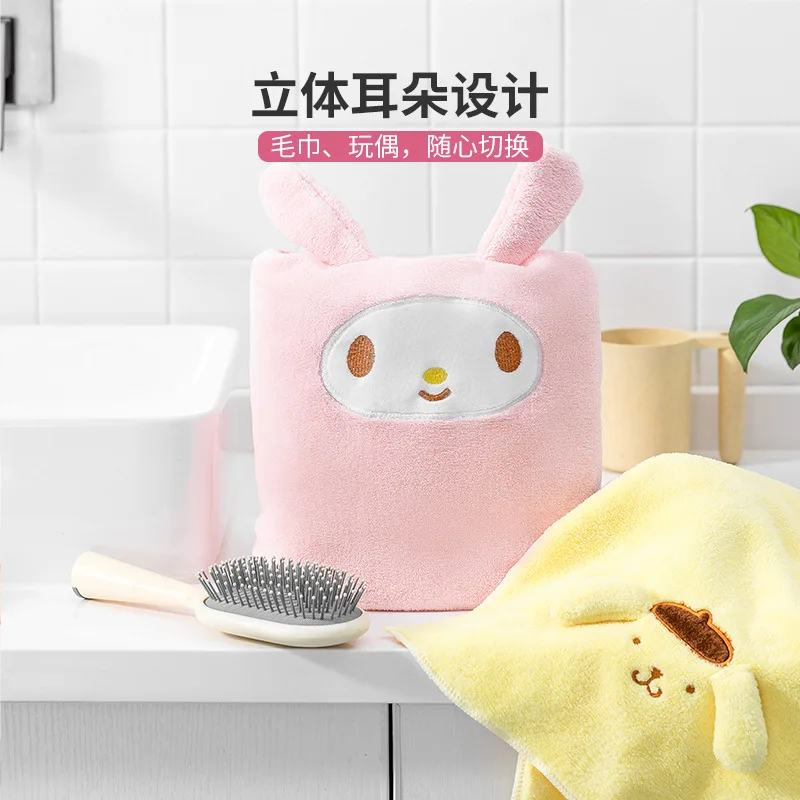 Kawaii Sanrio Bath Towel Cartoon Cinnamoroll Kuromi Comfortable Facecloth Cute Anime My Melody Pompom Purin Not Shed Hair Towels