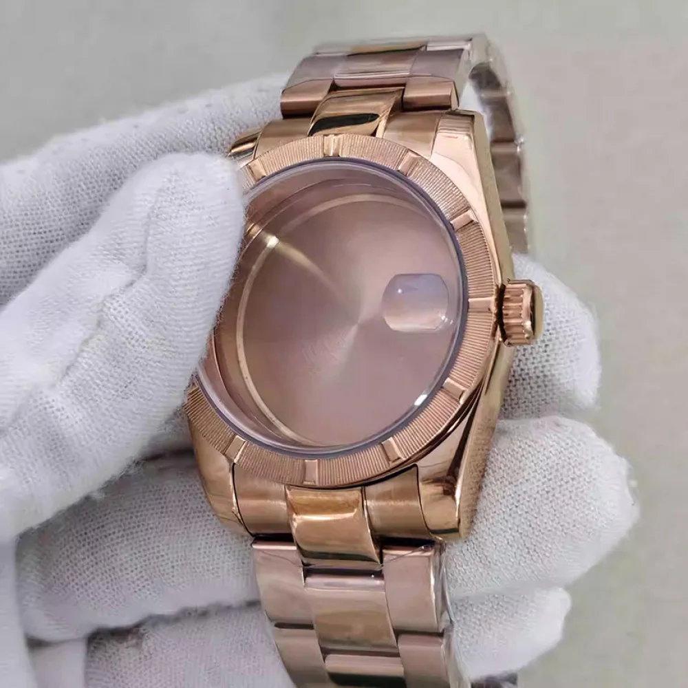 Stainless Steel Case NH35 Bracelet Sapphire Crystal Watch Case with Watch Strap Set for NH35/NH36/4R Movement Shell 36mm/39mm