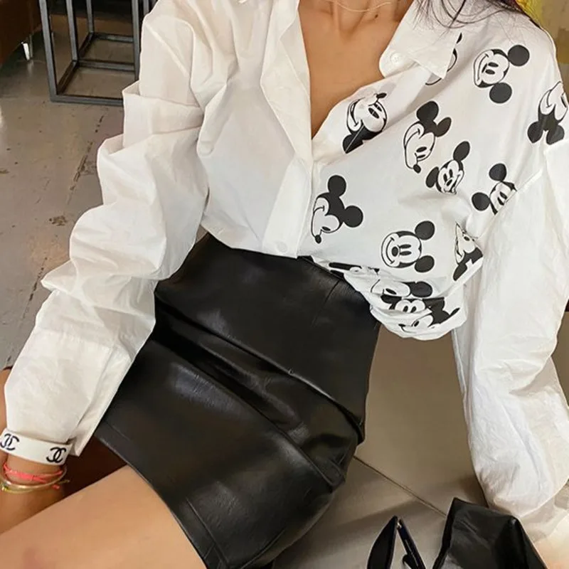

Disney Mickey Mouse Korean Version 2025 Spring New Shirt Simple Trendy Office Lady Blouse Women's Design Sense Niche Casual Top