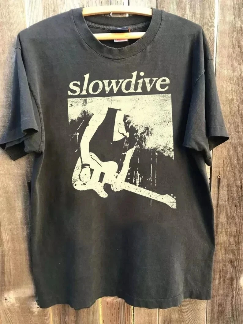 Summer Men's Pure Cotton Vintage Slowdive T-shirt Stylish Loose and Breathable Suitable for Everyday Wear