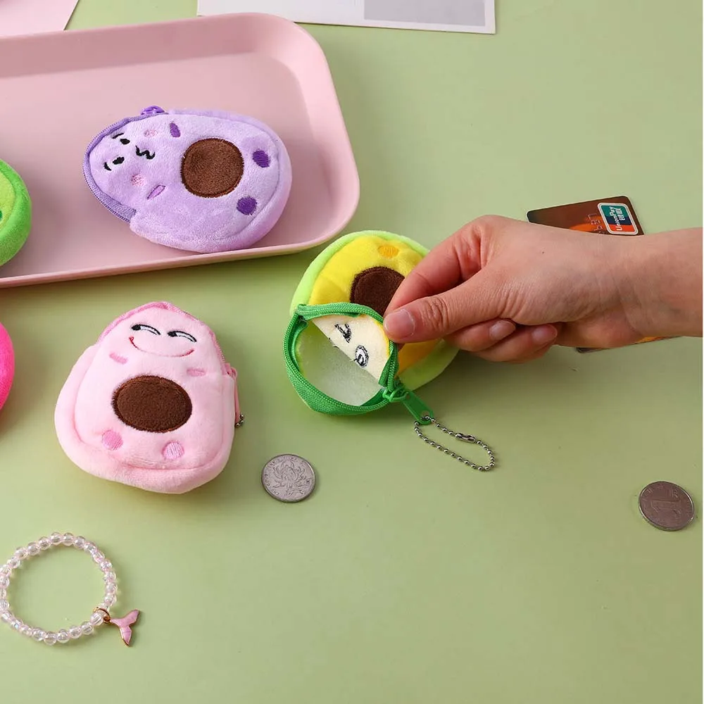 Модный мини-мультяшный мешочек для денег для девочек и детей, плюшевый кошелек с авокадо, кошелек для ключей, сумки, маленькая сумка для монет