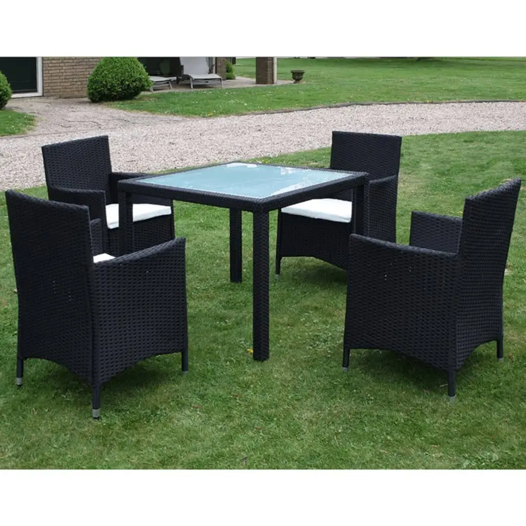 Vintage Patio Dining Set 5 Piece with Cushions, Robust Poly Rattan for Patio Porch Backyard Balcony Poolside Garden, Customized