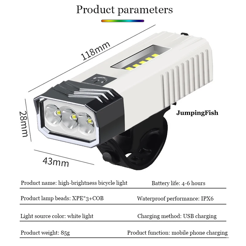 Bicycle Light Set 600LM USB Rechargeable Bicycle Front Back Rear Taillight Cycling Safety Warning Light Bicycle Lamp Flashlight