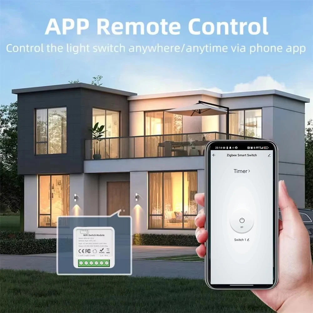 Tuya WiFi Smart Switch Relay-Ultimate Dual Control APP And Traditional,Alexa/Google Home Assistant Compatible, APP Remote Timer
