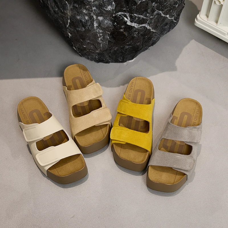 

AIYUQI 2025 New Women's Slippers Thick-soled Velcro Slip-on Slip-on Slippers Women Plus Size Summer Beach Shoes female