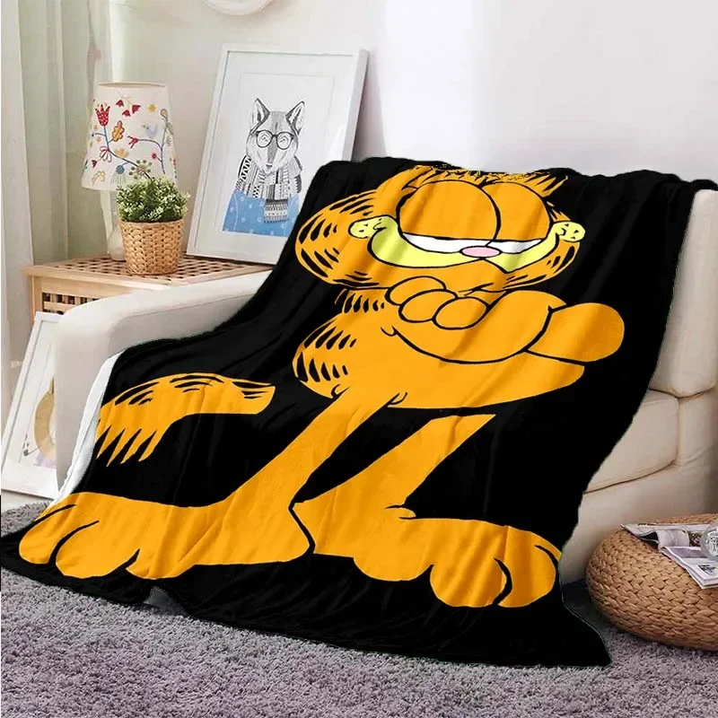 G-Garfield Cartoon Cat Custom Thin Blanket Soft Plush Blanket Blankets for Beds Soft Warm Flannel Throw Blankets Birthday Gift