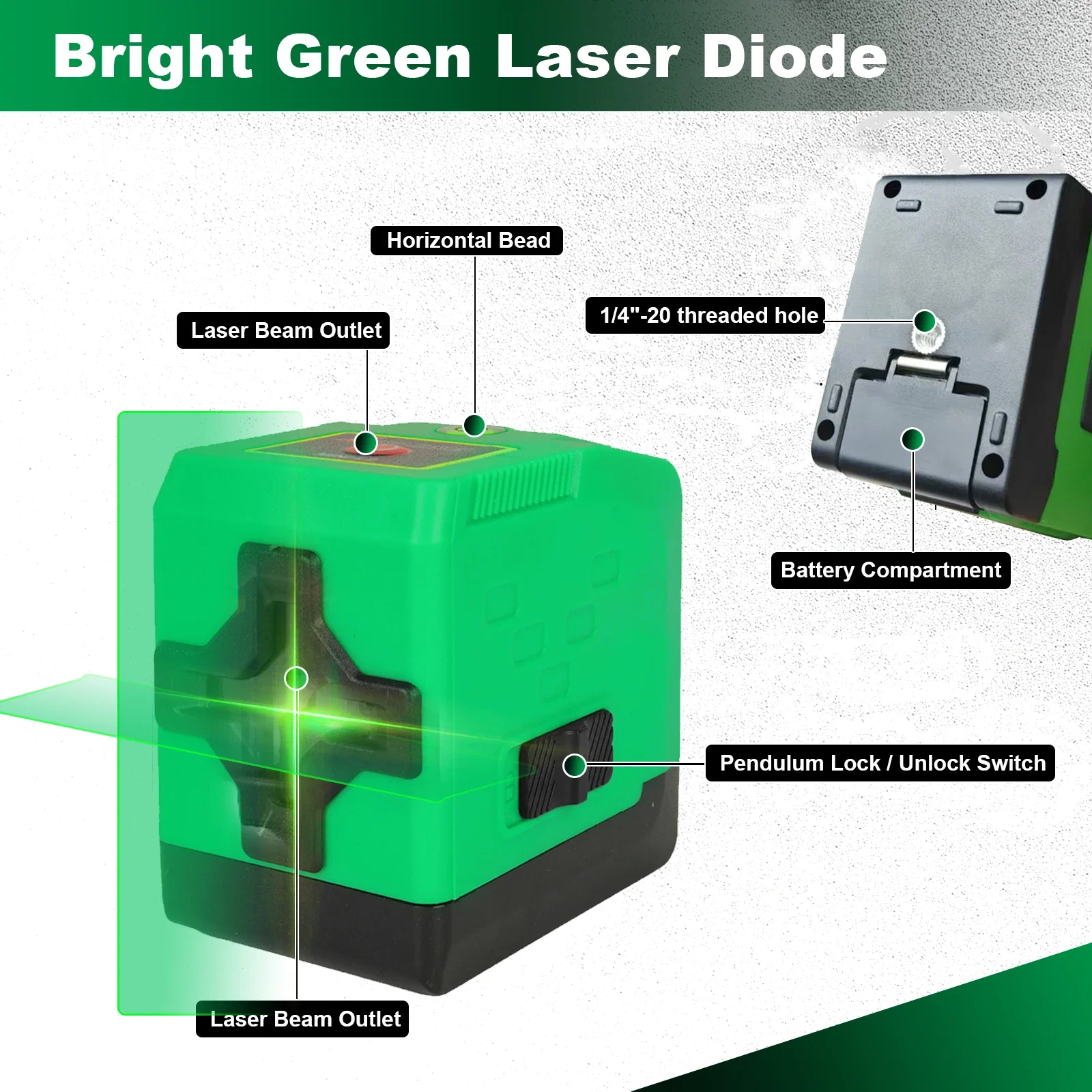 100ft/30m Self-Leveling Green Beam Laser Level with Cross Line, 360° Magnetic Base,Pulse Mode Ideal Valentine's Day Gift