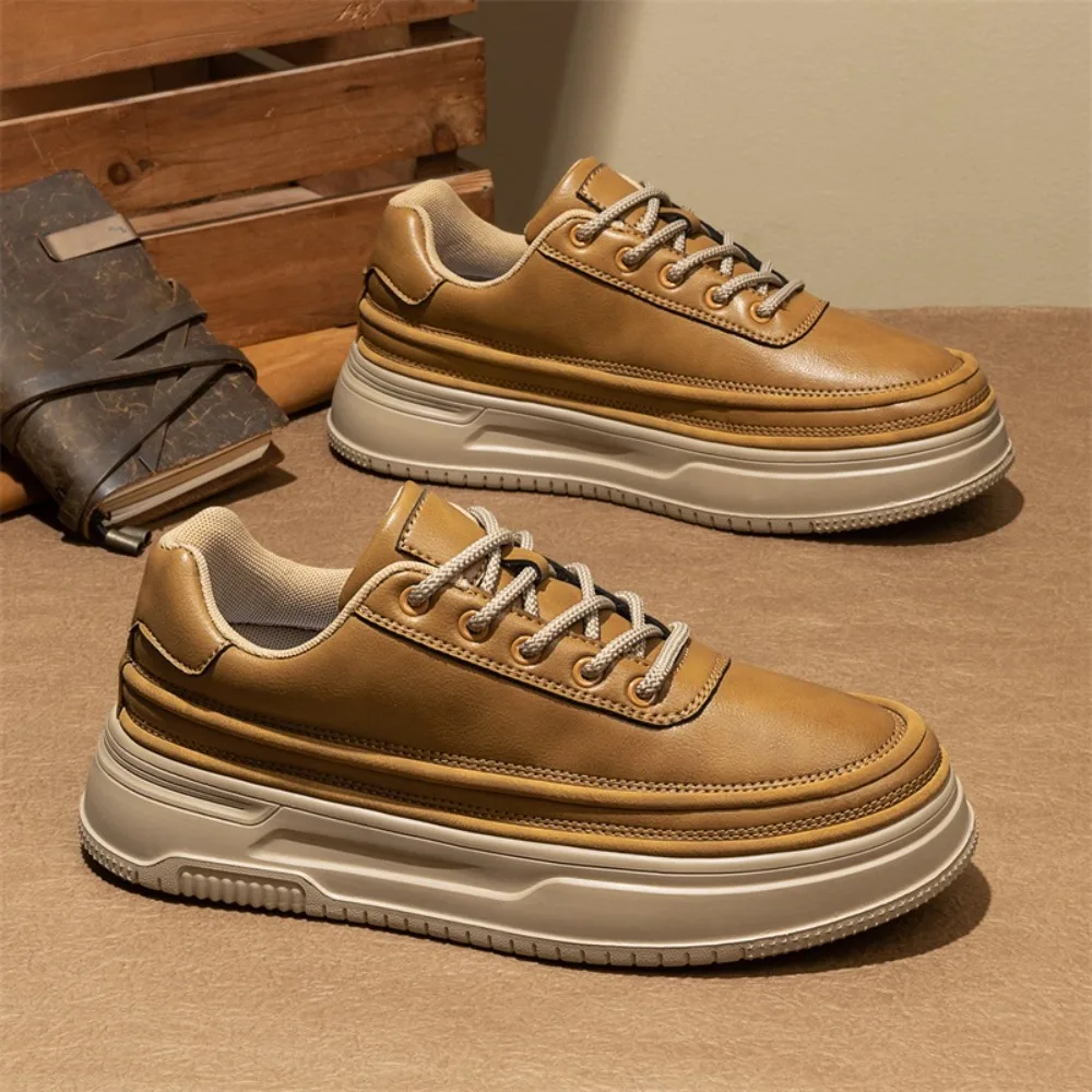 Fashion Cow Leather Men's Board Shoes Designer Soft-soled Casual Platform Sneakers Men Spring Autumn Sports Zapatos De Hombre