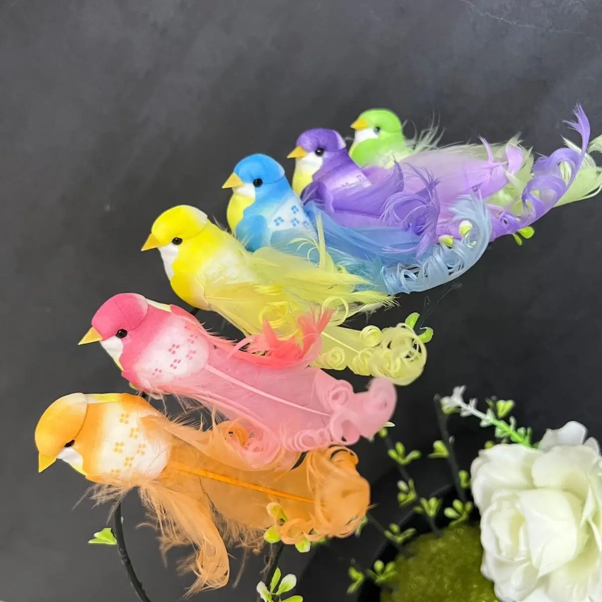 2Pc Artificial Parrot Birds Cute Simulation Small Bird Ornaments Home  Garden Bonsai Potted Plant Decorations Garden Accessories