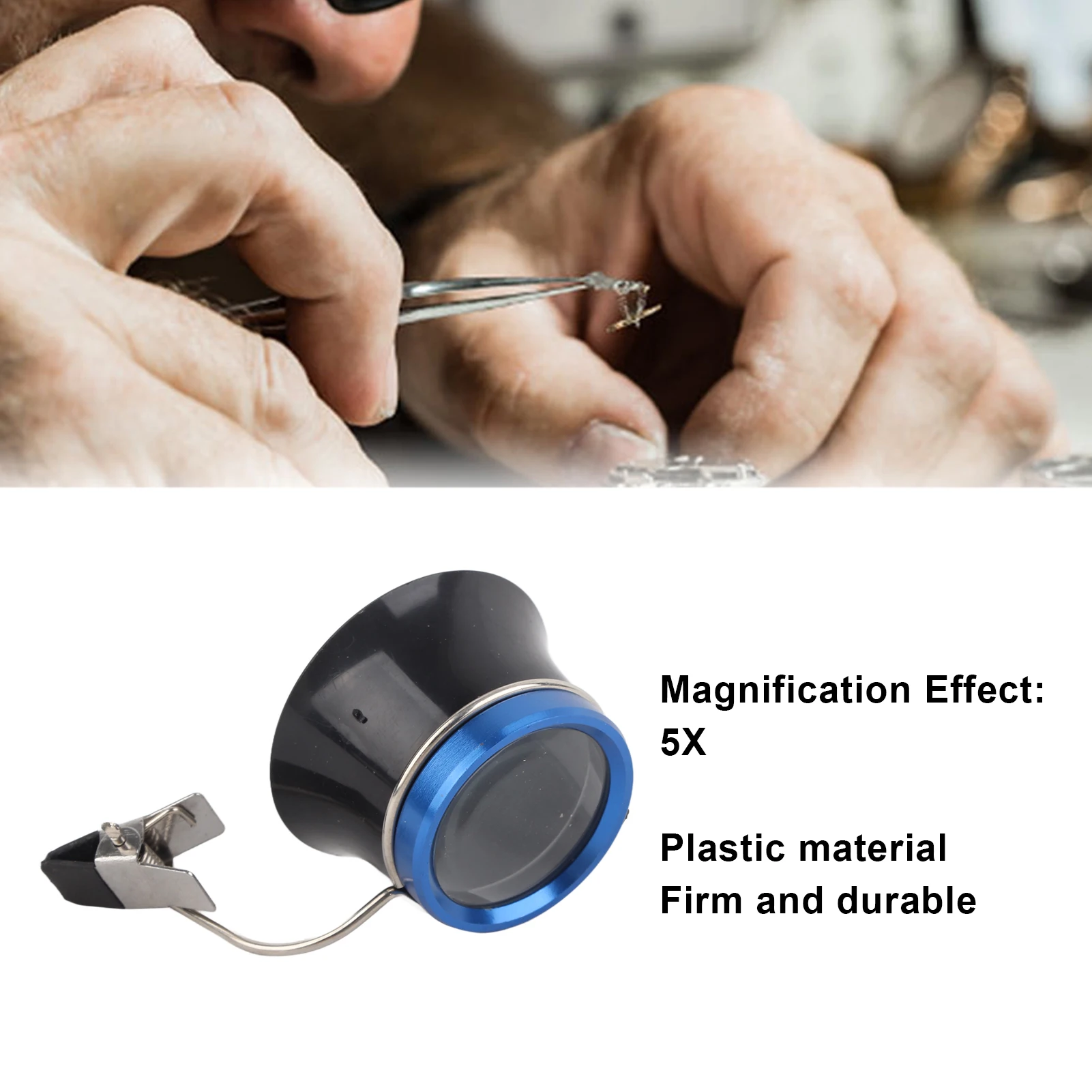 Magnifying Glass Jewelry Magnifier 5X Eye Loupe Professional Portable Jewelry Magnifier with Clip for Watch Repair Stamps